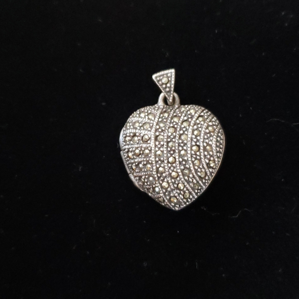 Sterling Silver & Marcasite Heart Lockett